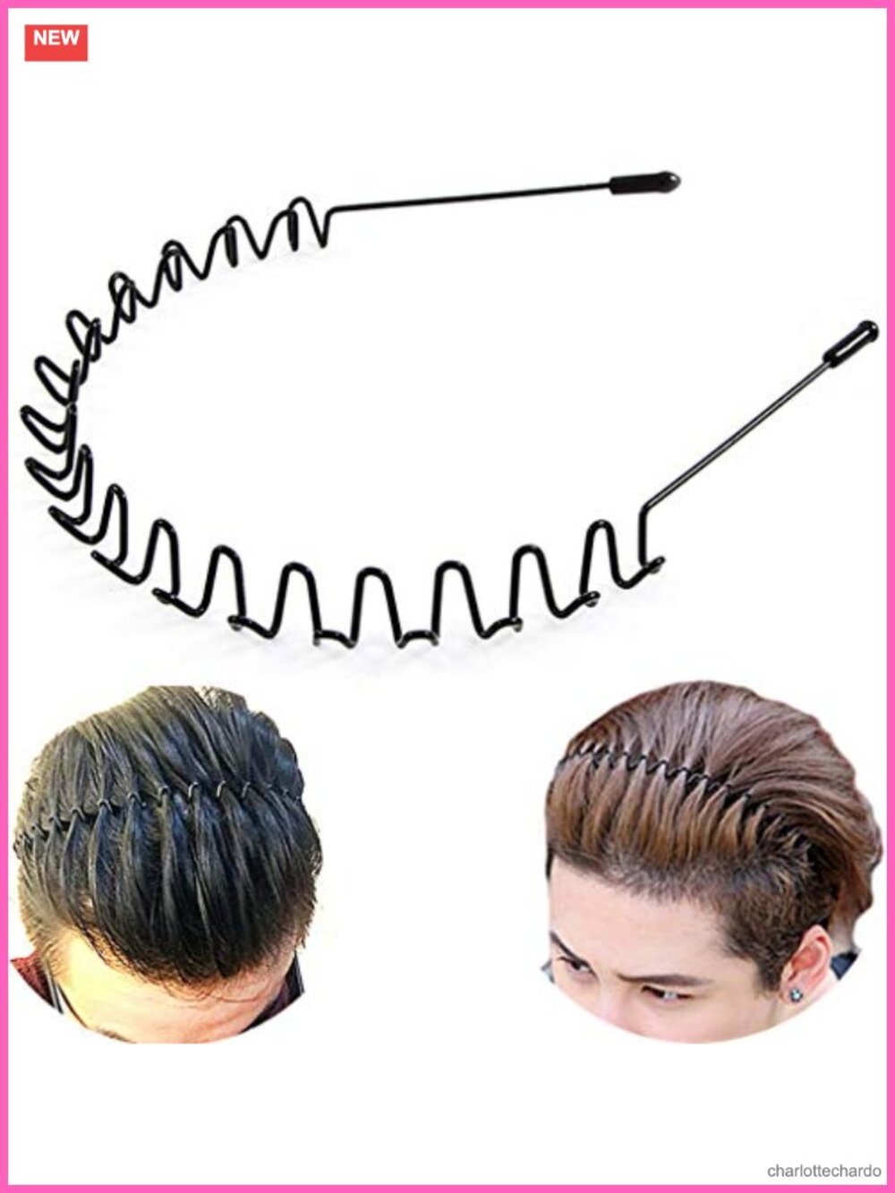 Metal Hair Band Men Women Wavy Non Slip Sports Headband Elastic